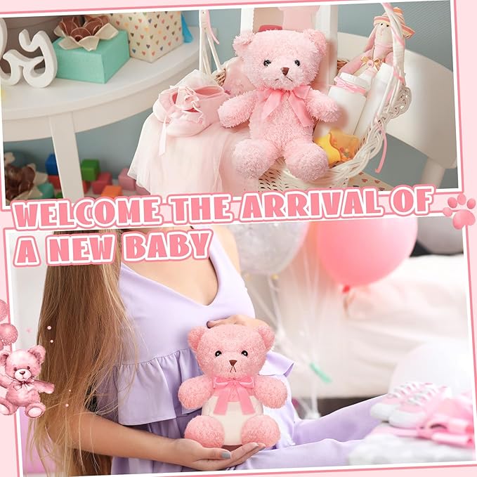 6 Sets Bear Blindfolded Diaper Changing Baby Shower Games Baby Dolls Diapers for Bridal Shower Gender Reveal Games Prizes Gifts for Adults Boys Girls (Pink)