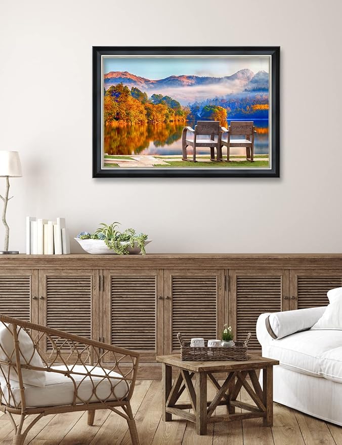 IPIC - Grow Old Together, Personalized Ideal Gift Custom Framed Wall Art with Names and Date, Giclee Prints with Solid Wood Frame, Unique and Memorable Present. Wall Art for Home Decor.