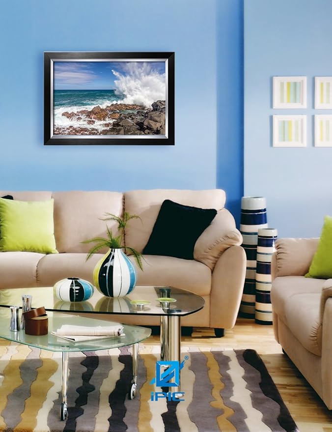 IPIC - Waves Crashing at Queen's Bath, Kauai, Hawaii. Personalized Artwork with Names and Date on, Customized Gift for Anniversary,Wedding,Birthday and Holidays. Framed size: 27x19