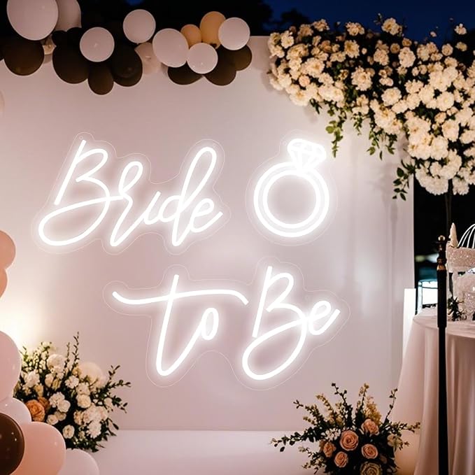 Edussy 37.39 * 9.45Inch Large Bride to Be Neon Sign for Backdrop Wall Decor with Dimmer Switch, Warm White 12V Reusable Neon Light Sign for Bridal Shower Bachelorette Engagement Party
