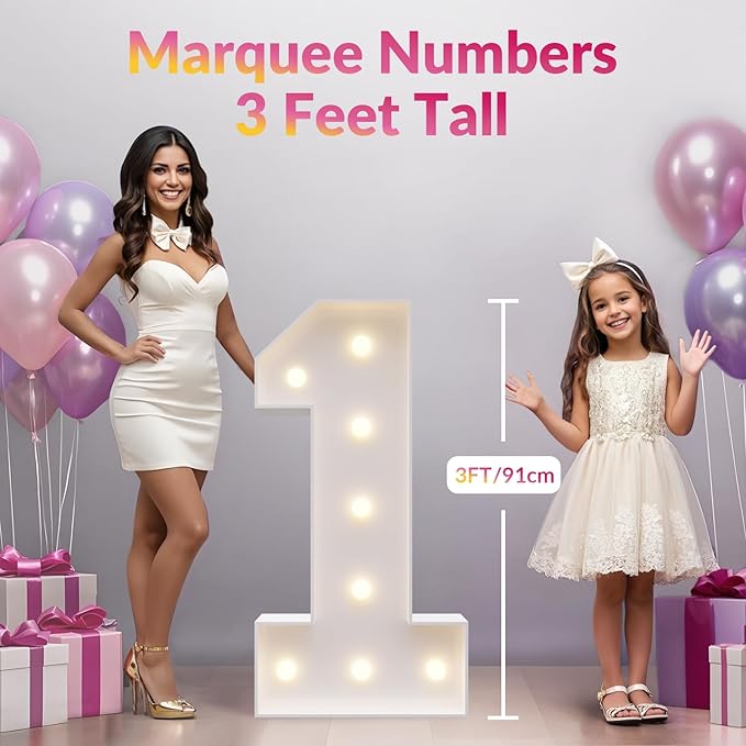 3FT Marquee Light Up Numbers 7 for 7th Bithday Decorations, Large Marquee Numbers 7 for Anniversary Party Decorations, Big Mosaic Numbers Numbers Cardboard DIY Kits