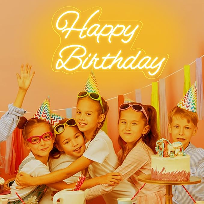 Happy Birthday Neon Sign 20 Inch Reusable Happy Birthday LED Light Up Sign with Dimmable ON/OFF Switch for Birthday Party Backdrop Decoration and Wall Decor and Birthday Gifts
