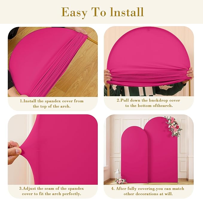 Hot Pink Photo Arch Backdrop Cover Set of 2 Spandex 7.2 and 6ft Arch Covers Stretchy Backdrop Birthday Party Arch Stand Covers for Girls Baby Shower Wedding Bridal Shower Banquet Background