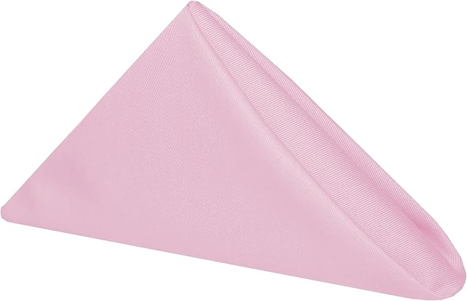 Ultimate Textile Poly-Cotton Twill Light Pink Cloth Napkins - 17" x 17" (Set of 12) Washable Lunch Napkins for Weddings Restaurants Parties