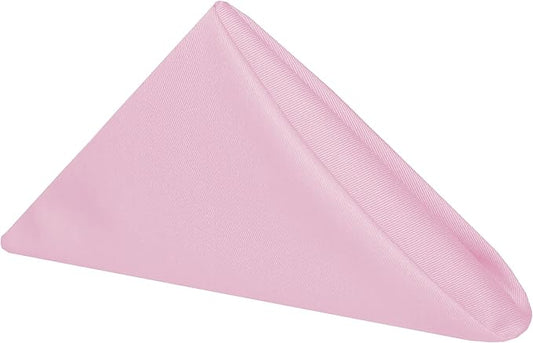 Ultimate Textile Poly-Cotton Twill Light Pink Cloth Napkins - 17" x 17" (Set of 12) Washable Lunch Napkins for Weddings Restaurants Parties