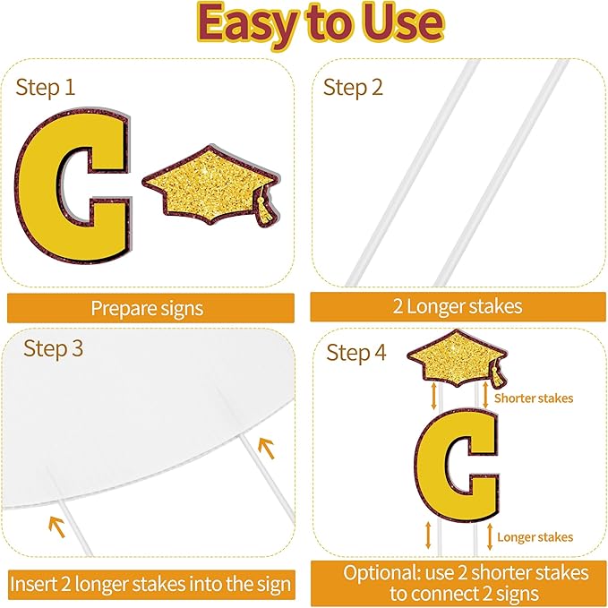 ANVAVO 2026 Congrats Grad Yard Signs Graduation Waterproof Decorations Graduation Yard Sign Decorations Grad Party Outdoor Lawn Decor with Stakes, Maroon and Gold