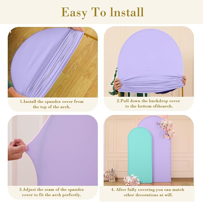 Blue and Purple Photo Arch Backdrop Cover Set of 2-7.2ft and 6ft Arch Covers Stretchy Backdrop Spandex Mermaid Theme Arch Stand Covers for Girls Birthday Party Wedding Banquet Background Decorations