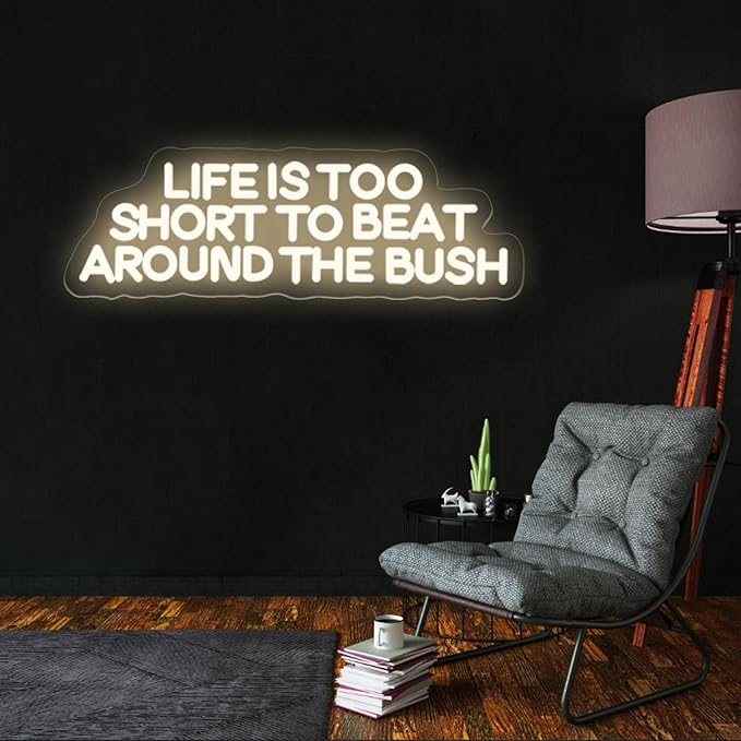 Life is Too Short to Beat Around the Bush Neon Sign, Wax Specialist LED Light, Esthetics Salon Suite Decor, Waxing Studio Sign,Clinic Wall Decoration, 17.7"x5.9", Warm White