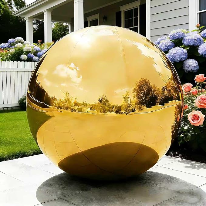 Inflatable Mirror Ball Shiny Balls Large Hanging & Standing PVC Disco Bubble Balloon For Christmas, Birthday, Party, Wedding, Decoration, Other Events (Gold, 1 Pcs 47.2in Without Pump)