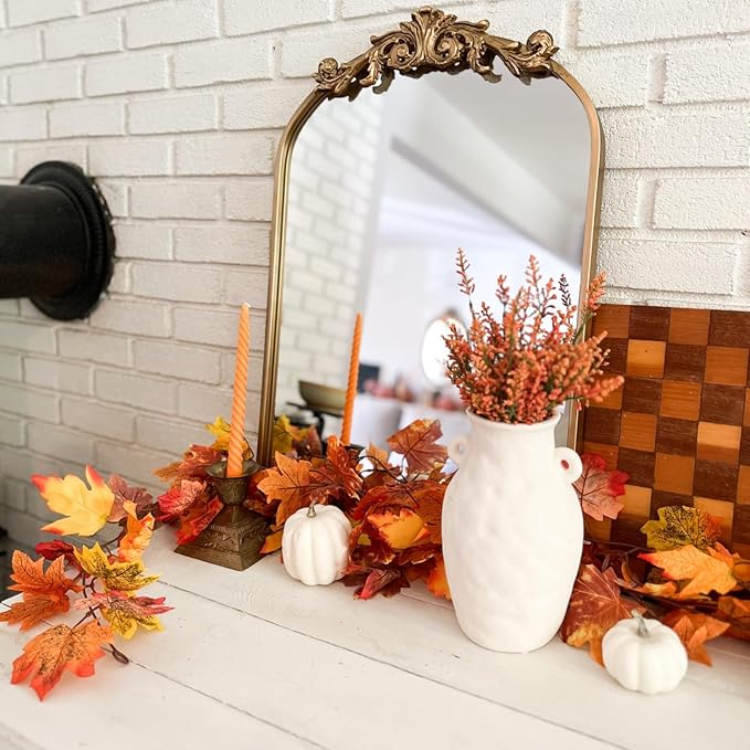 CQURE 20 Pack Fall Leaf Garland, Total 118Ft Artificial Fall Vines Autumn Garland Fall Maple Leaves Thanksgiving Decor for Home Wedding Fireplace Party