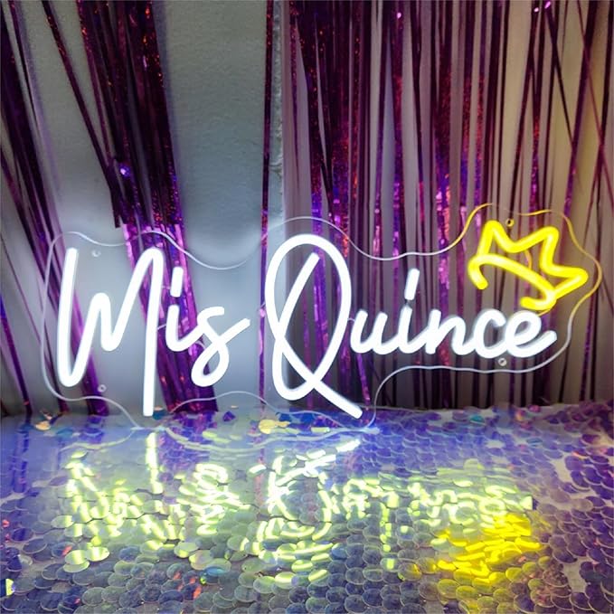 Mis Quince Neon Sign for Wall Decor,Happy Birthday Neon Signs for Bedroom Wall with Dimmable Switch for Any Age Children's Room, Bar, Party, Christmas, Wedding Decoration,54cm