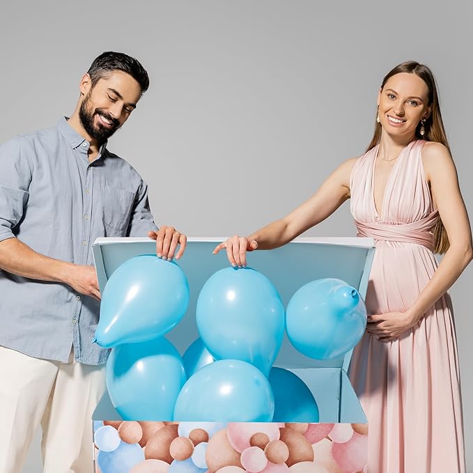 AmazingSpark 28in Jumbo Gender Reveal Gift Box Kit with Oversized Box Giant Pull Bows for Gender Reveal Baby Shower Birthday Party Decor (Boho Teddy Bear)