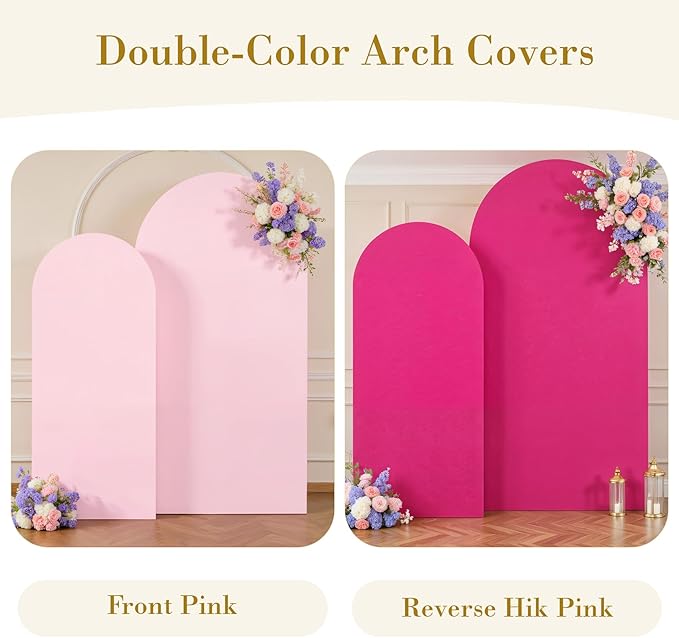 Pink and Hot Pink Photo Arch Backdrop Cover Set of 2 Spandex 7.2 and 6ft Arch Covers Stretchy Backdrop Birthday Party Arch Stand Covers for Girls Baby Shower Wedding Banquet Background Decoration