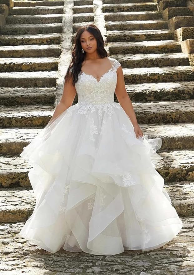 Plus Size Wedding Dresses for Bride Long Sleeve Wedding Bridal Gowns with Lace Appliques Off Shoulder Bride Dress
