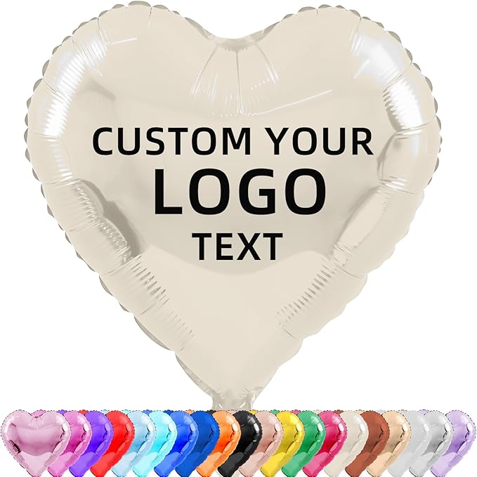 20 Pcs18 inch Custom Foil Balloons with Picture – Heart, Star, or Round – Personalized with Photo, Text, or Logo – Full-Color Print for Birthday, Memorial, Party, or Event Decor (heart)