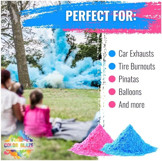 COLOR BLAZE Baby Gender Reveal Powder - Color Powder For Car & Motorcycle Burnout, Toss, Photoshoot, Party & Festival - Pink & Blue - Combo Pack of 2 Bags - 10 Pounds in Bulk (5 Pounds Each)