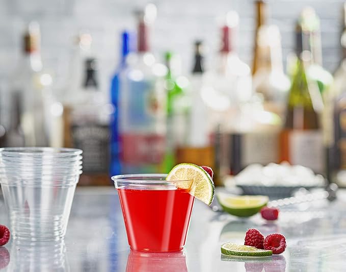 Comfy Package [Case of 1,000 9 oz. Crystal PET Clear Plastic Cups for Party - Ideal for Cold Beverages, Smoothies, and Parties