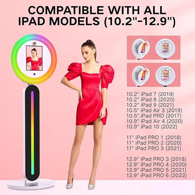 Portable Photo Booth Compatible with I pad Tablets, Free Custom Logo,Photo Booth Machine with Software APP Control,Music Sync,Flight Case,for Parties,Wedding