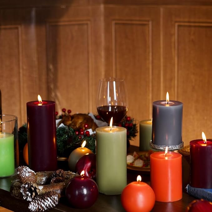 MOZEAL 4" x 10" Extra-Large Burgundy Pillar Candles (Set of 2), Unscented, Dripless, Smokeless,Long Clean-Burning, Tall 10 inch Large Burgundy Pillar Candles for Romantic Dinners and Valentine's Decor