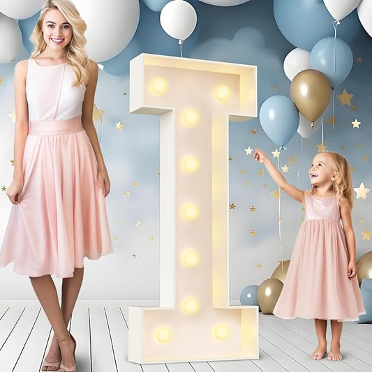 Ledido 4FT Marquee Light Up Letters I, Easy to Assemble Marquee Letters 4 Feet Tall for Indoor & Outdoor Events, Large Lighted Letter for Birthday Graduation Baby Shower Anniversary Party Decorations