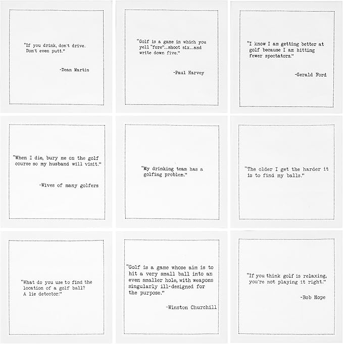 Five Star Funny Golf Humor Quotes | White Cotton Cocktail Napkins | 50 Luxury Disposable Beverage Napkins with Witty Bar Quotes | Drink Napkins for Parties, Bars, Weddings & Game Nights