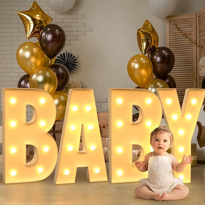 Marquee Letters 3 Feet Tall Large Light Up Letters N Happy Birthday Decorations Marry Me Engagement Party Decor Yellow Light Birthday Decorations Balloon Arch Kit Foam Sign N