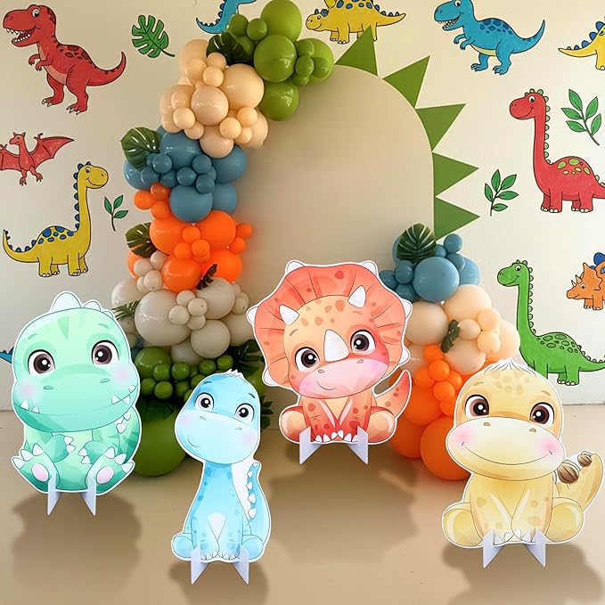 4 Pcs Large Dinosaur Party Decorations 23.6 Inch Cute Cartoon Dinosaur Cutouts Dino Baby Shower Birthday Decor Backdrop Photo Booth Props Party Supplies for Birthday Parties Decor
