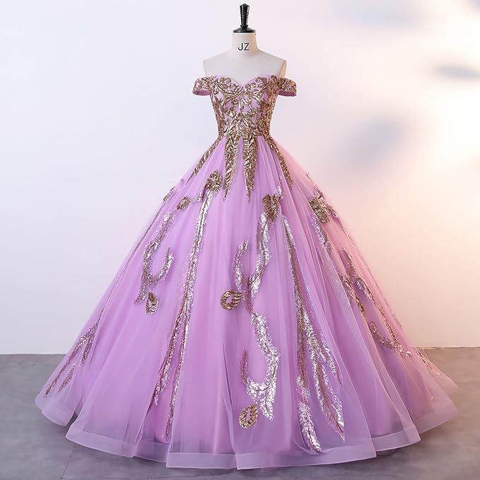 Engerla Women's Beading Sweetheart Ball Gown Tulle Layed Long Quinceanera Dress