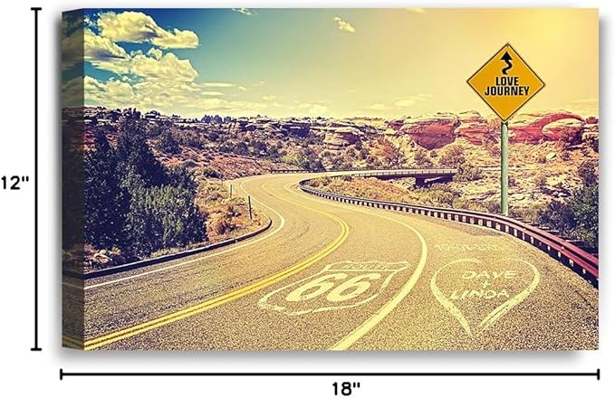 IPIC - Love Journey Personalized Canvas Print Artwork for Romantic Anniversary and Wedding gifts;18x12