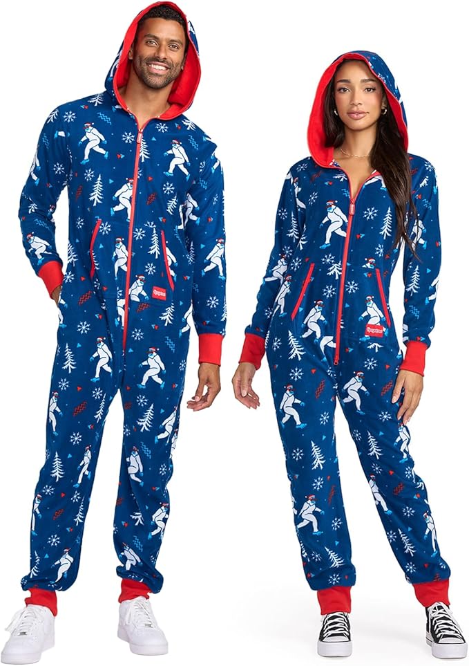 Tipsy Elves Christmas Onesies for Adults - Comfy Unisex Matching Holiday Jumpsuits with Convenient Pockets