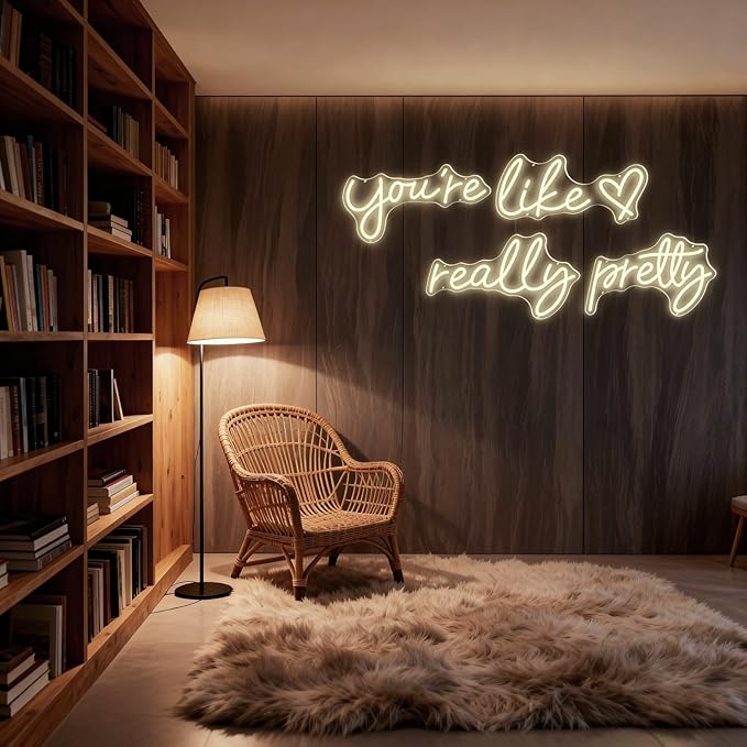 You're Like Really Pretty Neon Sign, Warm White light up Neon Signs for Wall Decor, Wedding, Engagement,Bedroom Bachelorette Party With Dimmable Switch USB Power(Super Large Style/88.2in）