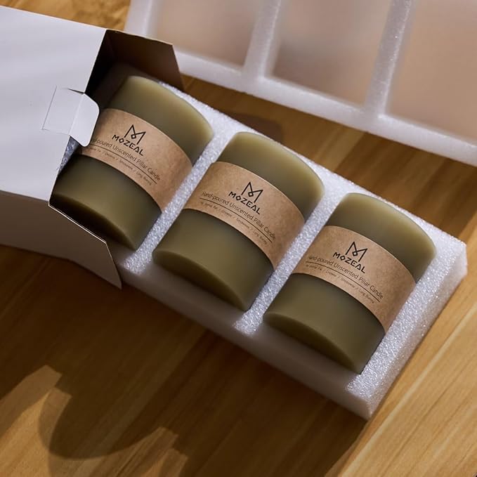 MOZEAL 4" x 10" Extra-Large Sage Pillar Candles (Set of 2), Unscented, Dripless, Smokeless, Long Clean-Burning, Tall 10 inch Large Sage Pillar Candles Perfect for Spring Weddings and Easter Decor