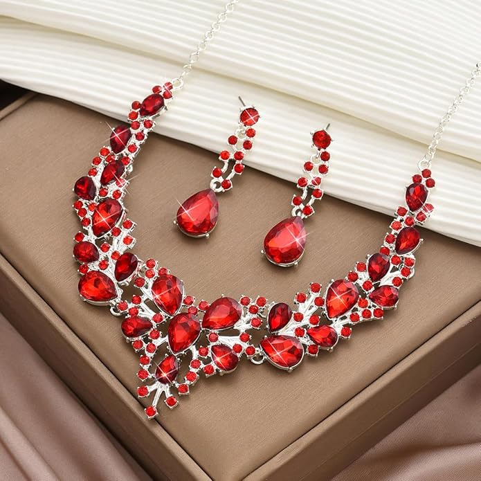 Kamirola Tiaras and Crowns for Women,Tiaras Earrings Necklace, Crystal Bridal Jewelry Set（TR83