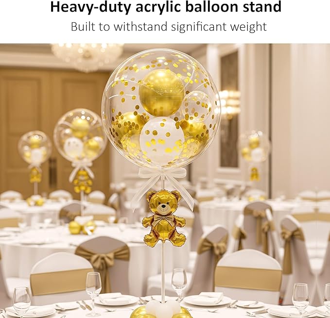 Reusable Acrylic Balloon Stand Kit – Heavy Duty Tabletop Display with Sticks and Base, Ballon Stands for Centerpieces, Centerpiece Table Decorations for Parties (6 Pack 24 inch)
