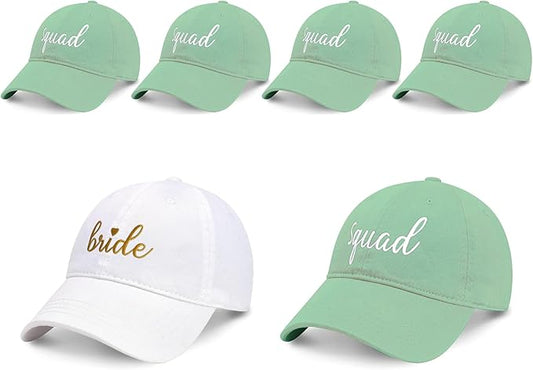 PartyGifts&beyond 6Packs Bachelorette Hat Bridesmaid Hat Bachelorette Party Favors Embroidered Bride Squad Baseball Cap