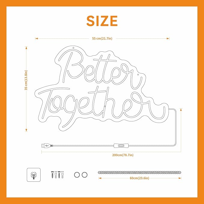 Better Together Neon Sign for Party Backdrop Wall Decor Better Together LED Light Up Letters for Party Decorations Neon Lights Teen Bedroom Reunion Decoration Gifts Photo Prop USB 21.7x13.8 Inch (white)