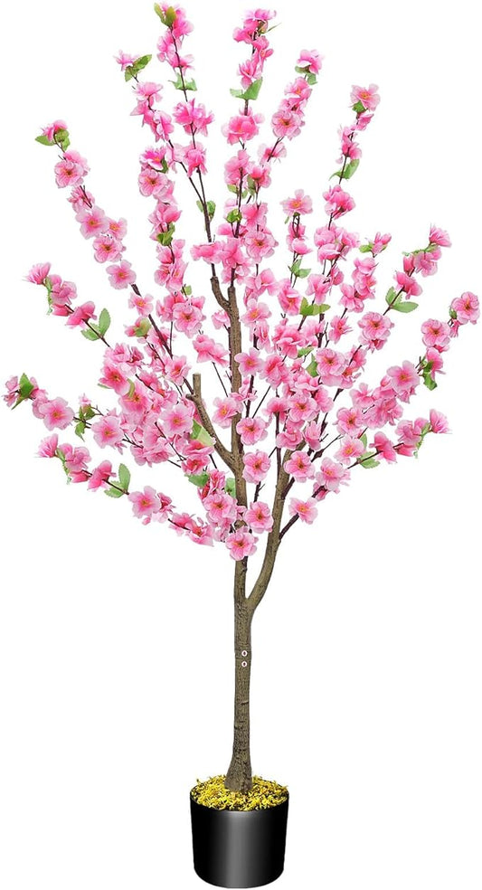 HUAESIN Cherry Blossom Artificial Tree Decor Lifelike 4.4FT Fake Pink Flowers Tree Faux Plants Sakura Tree Wedding Party Spring Indoor Outdoor Office Wedding Home Decor
