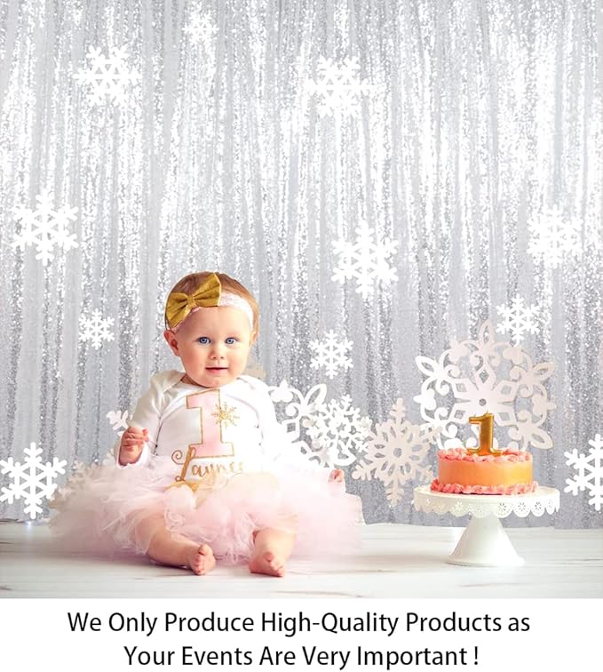 ShiDianYi Silver Sequin Wedding Backdrop - 10x10FT Photo Booth Curtains for Parties & Events