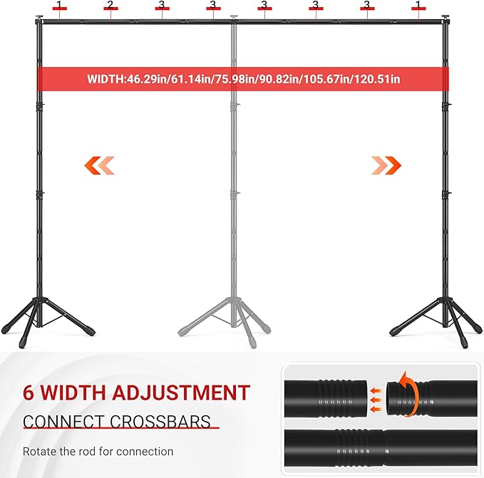 JSungo 10x10 FT Backdrop Stand for Parties, Adjustable Photo Backdrop Stand Kit with Carrying Bag, Portable Background Stand Backdrop for Wedding, Photoshoot, and Photo Studio