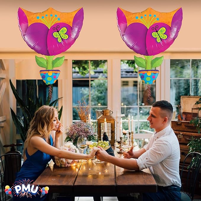 PMU Valentines Day Fantasy Tulip 35 Inches Mylar - Foil Balloons Proposal, Special Events, Photo Props Party Decoration and Accessories (10/Pkg) Pkg/1