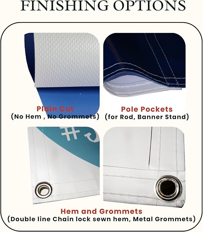 Custom Vinyl Banner, 14oz Premium Coated Vinyl, Full Color, indoor/outdoor Heavy Duty Sign, Design Online or Print Your Design file. 1 Sided (8 X 5 ft (H X W))