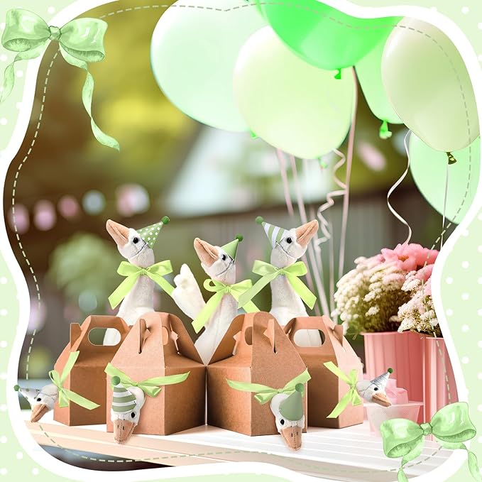 Silly Goose Party Supplies Plush Animal and Mini Birthday Party Hats with Ribbon Bow for Christmas Birthday Gift