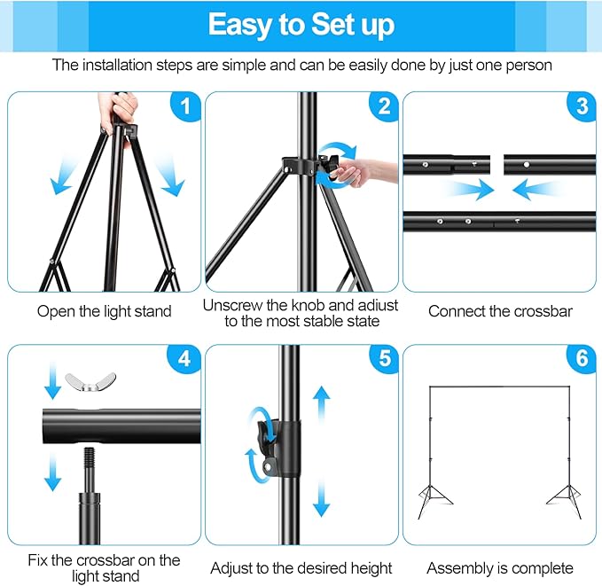 EMART Heavy Duty Backdrop Stand, 10 x 10ft Adjustable Photo Background Support System Kit with Carry Bag for Photography