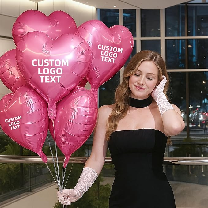 20 Pcs18 inch Custom Foil Balloons with Picture – Heart, Star, or Round – Personalized with Photo, Text, or Logo – Full-Color Print for Birthday, Memorial, Party, or Event Decor (heart)