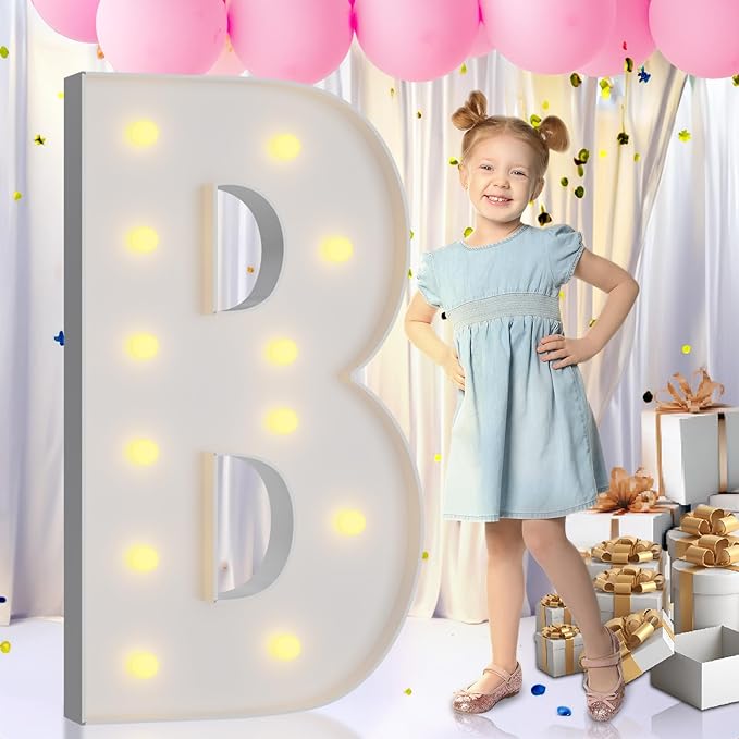 imprsv Marquee Light Up Letters, 4FT Marquee Letters Mosaic Letter for Balloons for Birthday Wedding Engagement Party Decor, Large Marquee Letters for Party Decoration Arch Kit Decorations Letter B