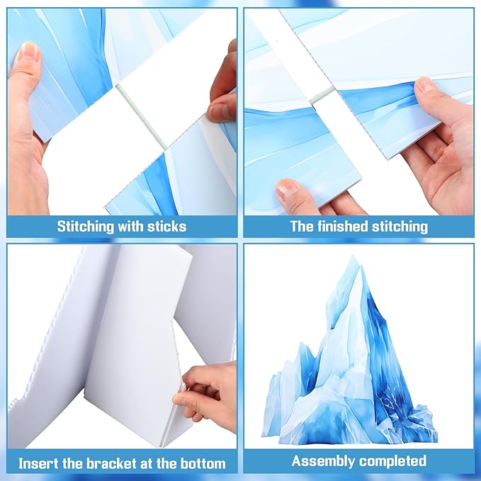 Thyle 3 Pieces Large Winter Iceberg Cardboard 24" 35" 39" Ice Birthday Party Supplies Cutout Standup Photo Booth Prop Backdrop Winter Wonderland Arctic Scene Baby Shower Favors