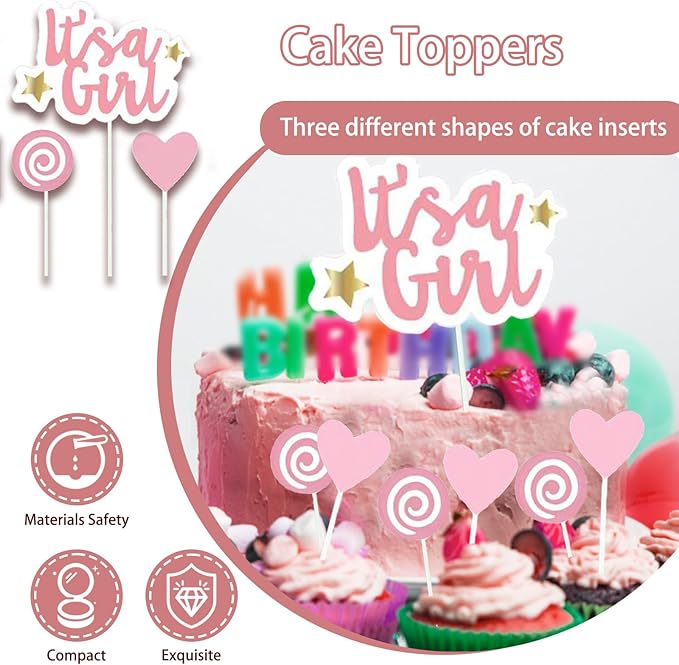 301Pcs Baby Shower Decorations For Girl, Girl Baby Shower Decorations Kits - Disposable Dinnerware Set With Pink Rose Gold Floral (50 Guest), "BABY girl" Banner, Balloon, Sash, Cake Topper