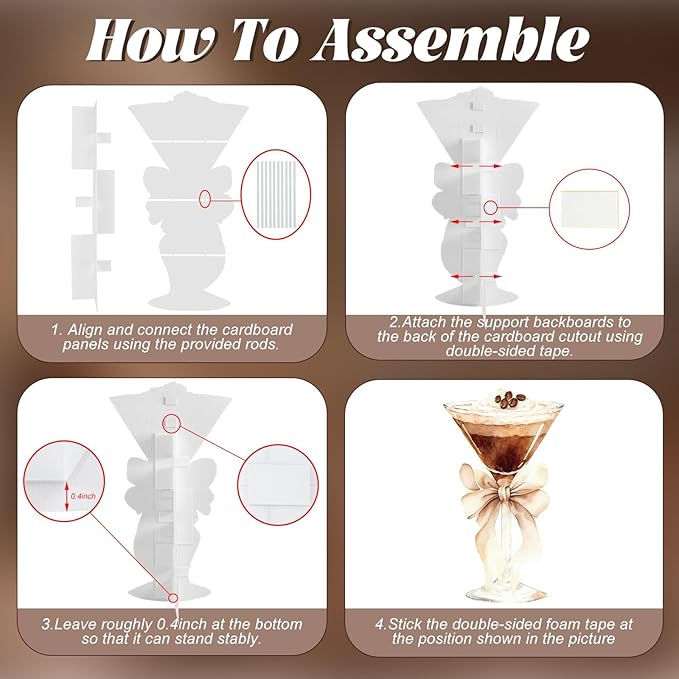 4ft Large Espresso Martini Cardboard Cutout A Tini Bit Older Birthday Standup Brown Bow Cocktail Glass Backdrop Decoration for Women Bar Bachelorette Bridal Shower Party Decor