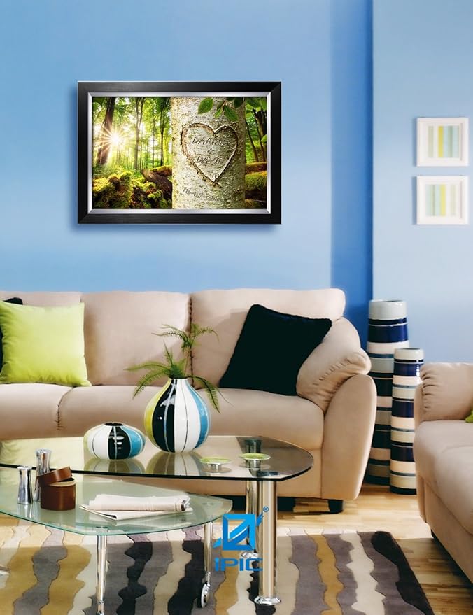 IPIC - Love Evergreen, Personalized Artwork with Names and Date on, Customized Gift for Anniversary,Wedding,Birthday and Holidays.Picture size: 24x16, Framed Size: 27x19