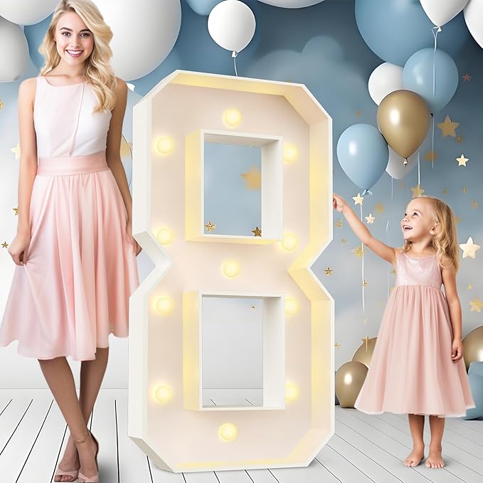 Ledido 4FT Marquee Light Up Numbers 8, Easy to Assemble Marquee Numbers 4 Feet Tall for Indoor & Outdoor Events, Large Lighted Number for Birthday Graduation Baby Shower Anniversary Party Decorations